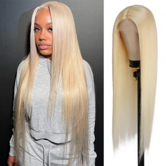 Platinum Blonde Straight T-Part Lace Wig | 100% Virgin Human Hair | UpScale #613 Blonde